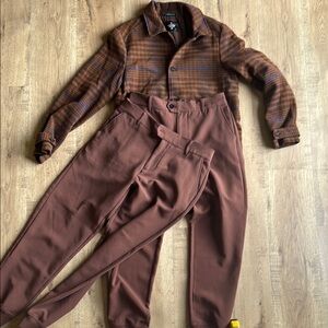 Brown Utility Trousers with Elastic Waist NEW without tags
